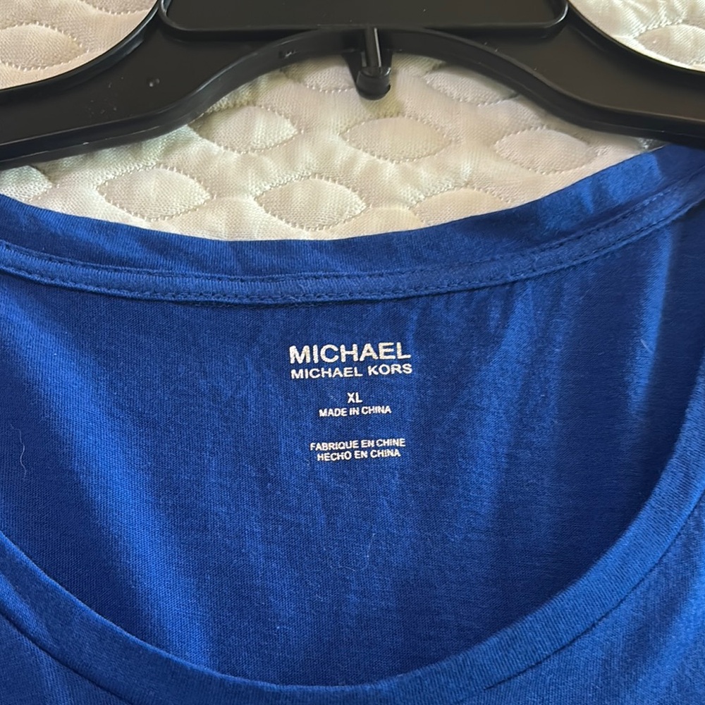 Michael Kors Royal Blue Tee with Metallic Silver MK Design - Picture 2 of 6